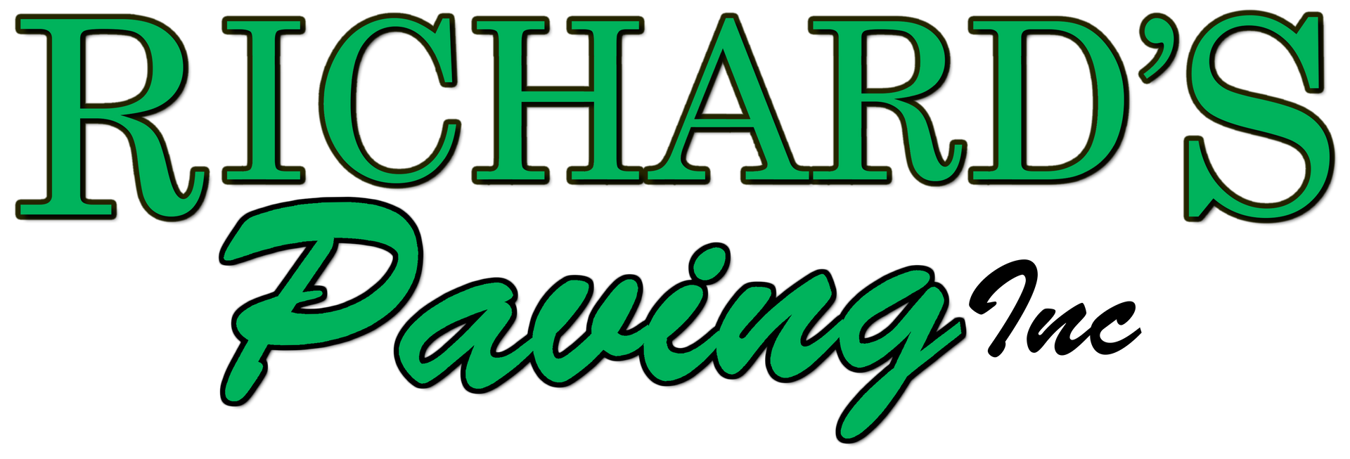 The logo for richard 's paving is green and black on a white background.