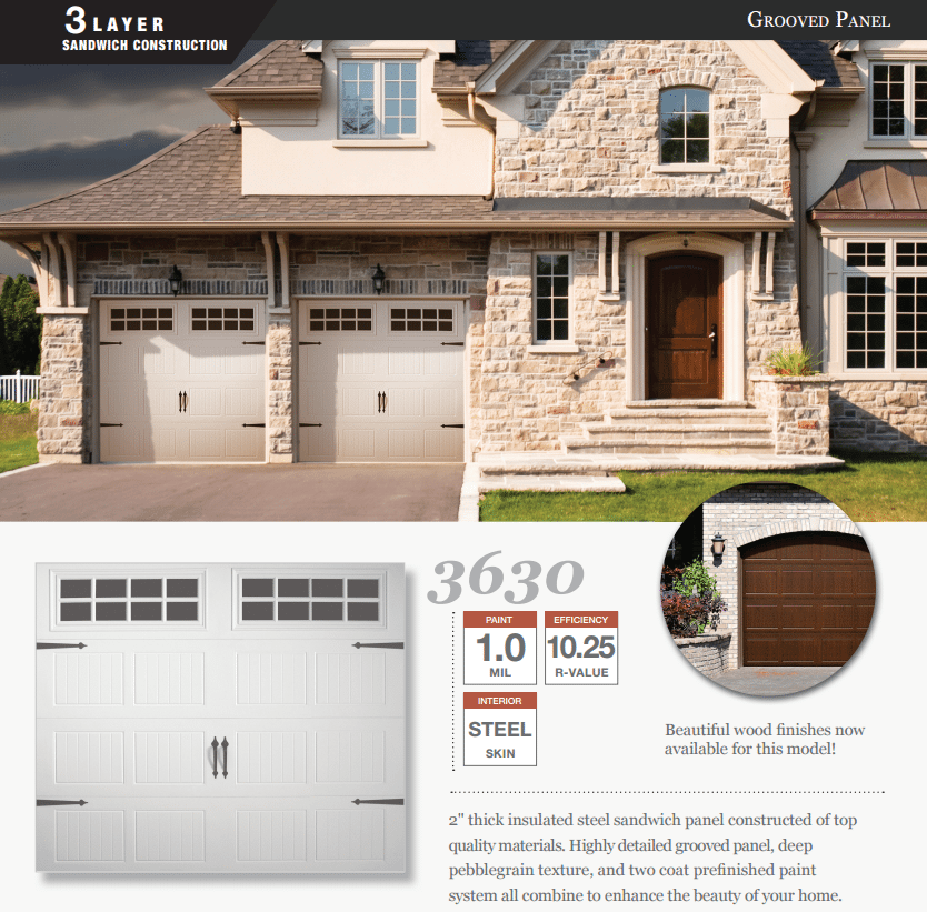 A picture of a house with a garage door that says 3630