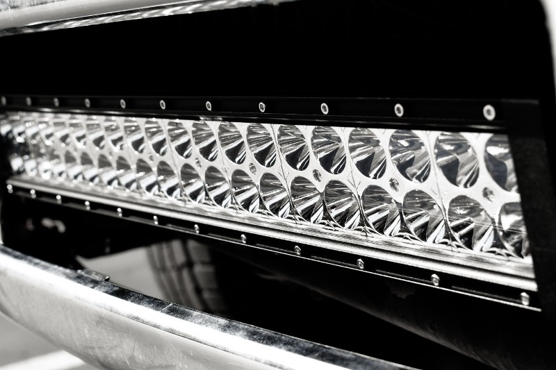 A close up of a light bar on the front of a car.