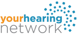 A blue and orange logo for your hearing network