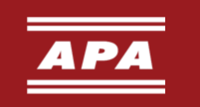 APA in white block letters between two white horizontal lines, on a red background.