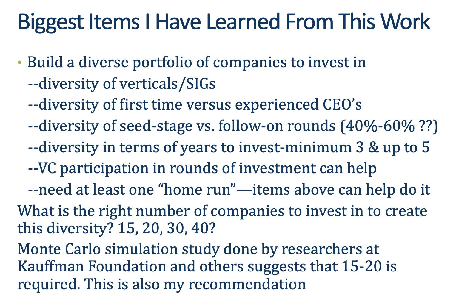 A list of biggest items i have learned from this work