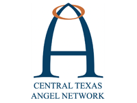 Logo for Central Texas Angel Network: blue 'A' with orange halo above, text 'Central Texas Angel Network' below.