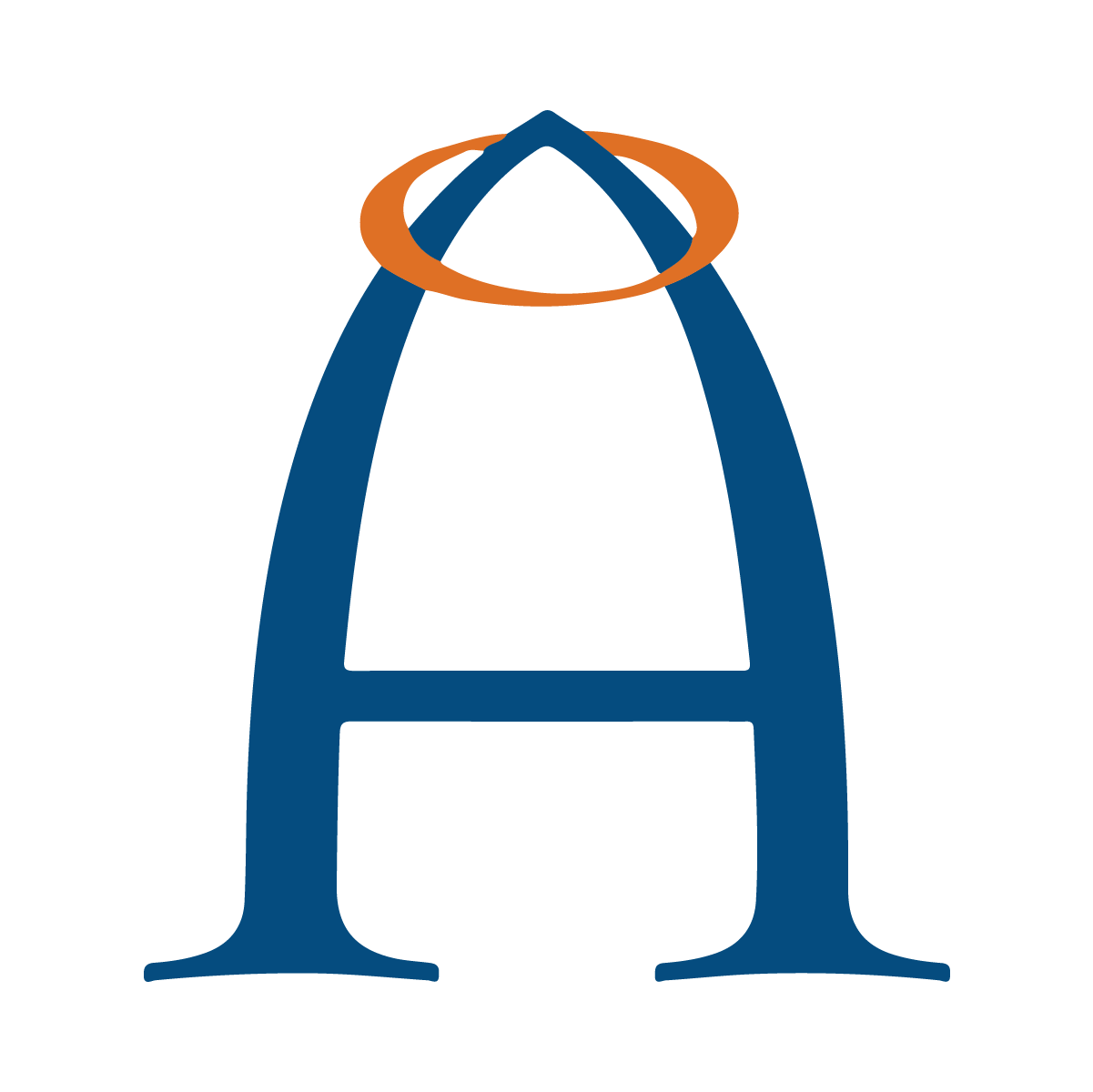 A blue letter a with an orange halo around it