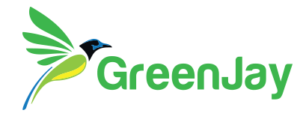 A green jay logo with a bird on it