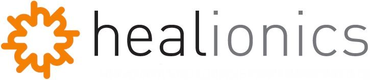 A logo for a company called healionics with an orange star