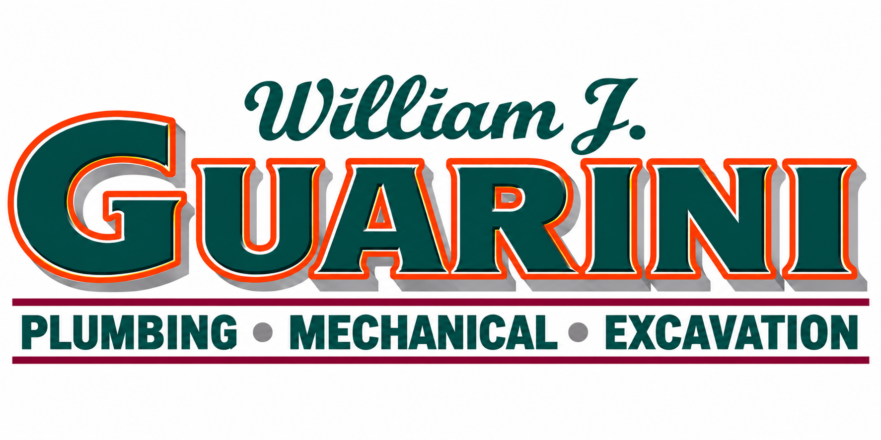 William J. Guarini Plumbing & Heating logo in teal and red on a white background