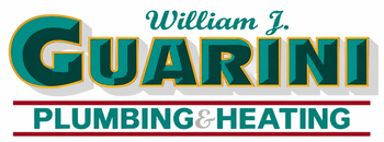 William J. Guarini Plumbing & Heating logo in teal and red on a white background