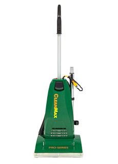 Green and black CleanMax Pro Series upright vacuum cleaner.
