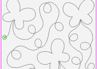 Black line drawing of butterflies on white background.