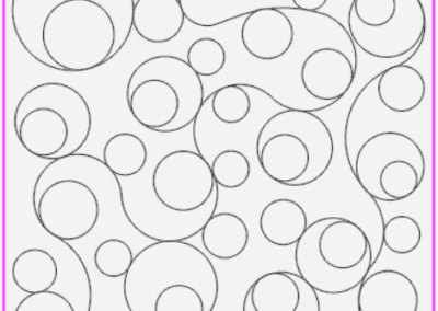 Black line drawing of an abstract design with overlapping circles and curved lines against a white background.