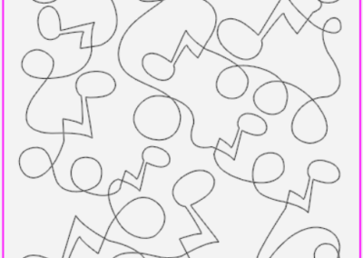 Line drawing of free-motion quilting pattern with loops and zigzags on a white background.