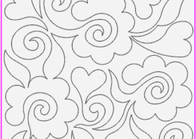 Black and white swirling floral design.