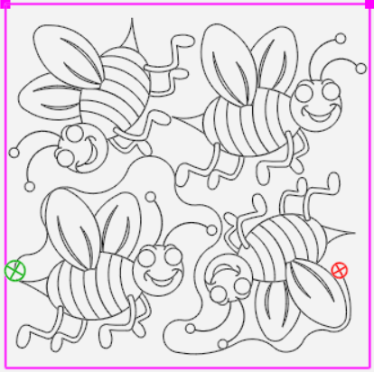 Four cartoon bees flying with smiling faces.