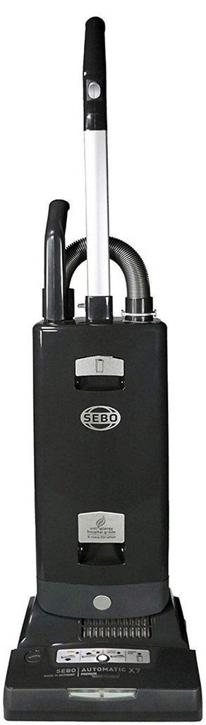 Black upright vacuum cleaner.