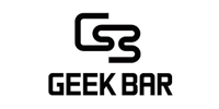 Logo for Geek Bar, black text and symbol on white background.