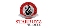 Starbuzz Tobacco logo: Red circle with black design and text, red text below.