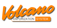 Logo for Volcano Vaporization System. Orange stylized