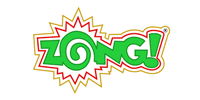 Zong! logo, green letters with red and gold outline, in a sunburst shape.
