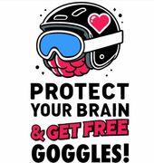 Protect your brain and get free goggles graphic icon