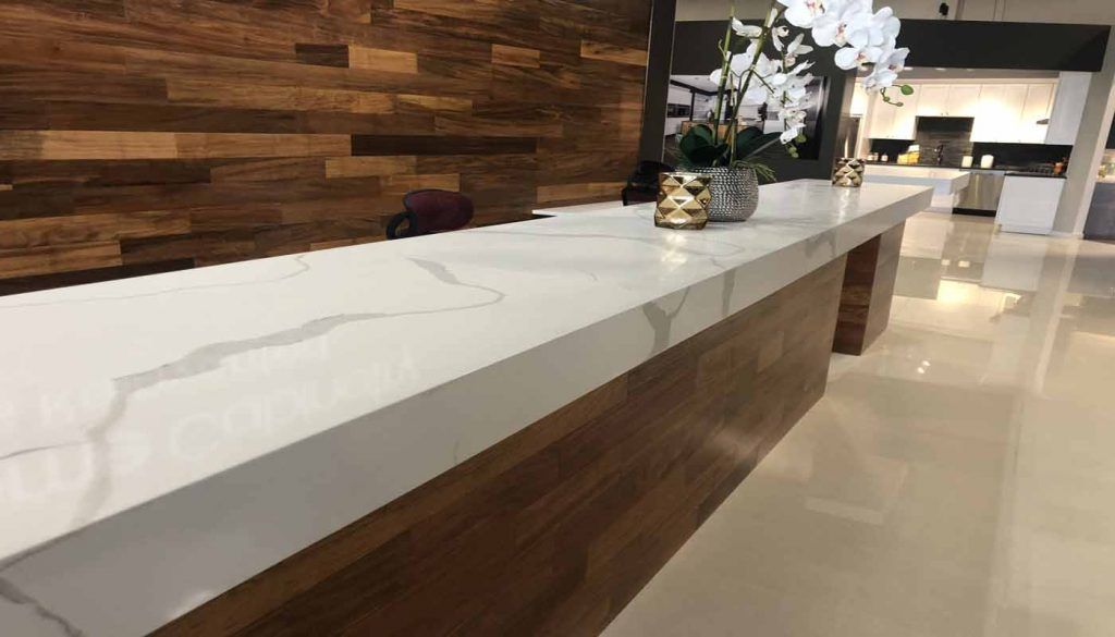 Q Quartz – Calacatta Classic with Miter Edge