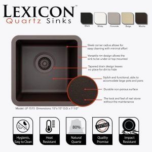 Quartz Composite Single Bowl 1515 Undermount Sink