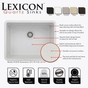 Quartz Composite Single Bowl 2318 Undermount Sink