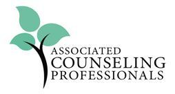 Logo for Associated Counseling Professionals with green leaves and black text