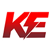 Red logo with "KE" and lightning bolt.