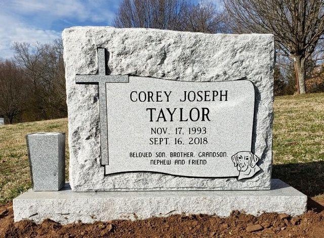 Georgia Gray Granite with Raised Scroll and Cross