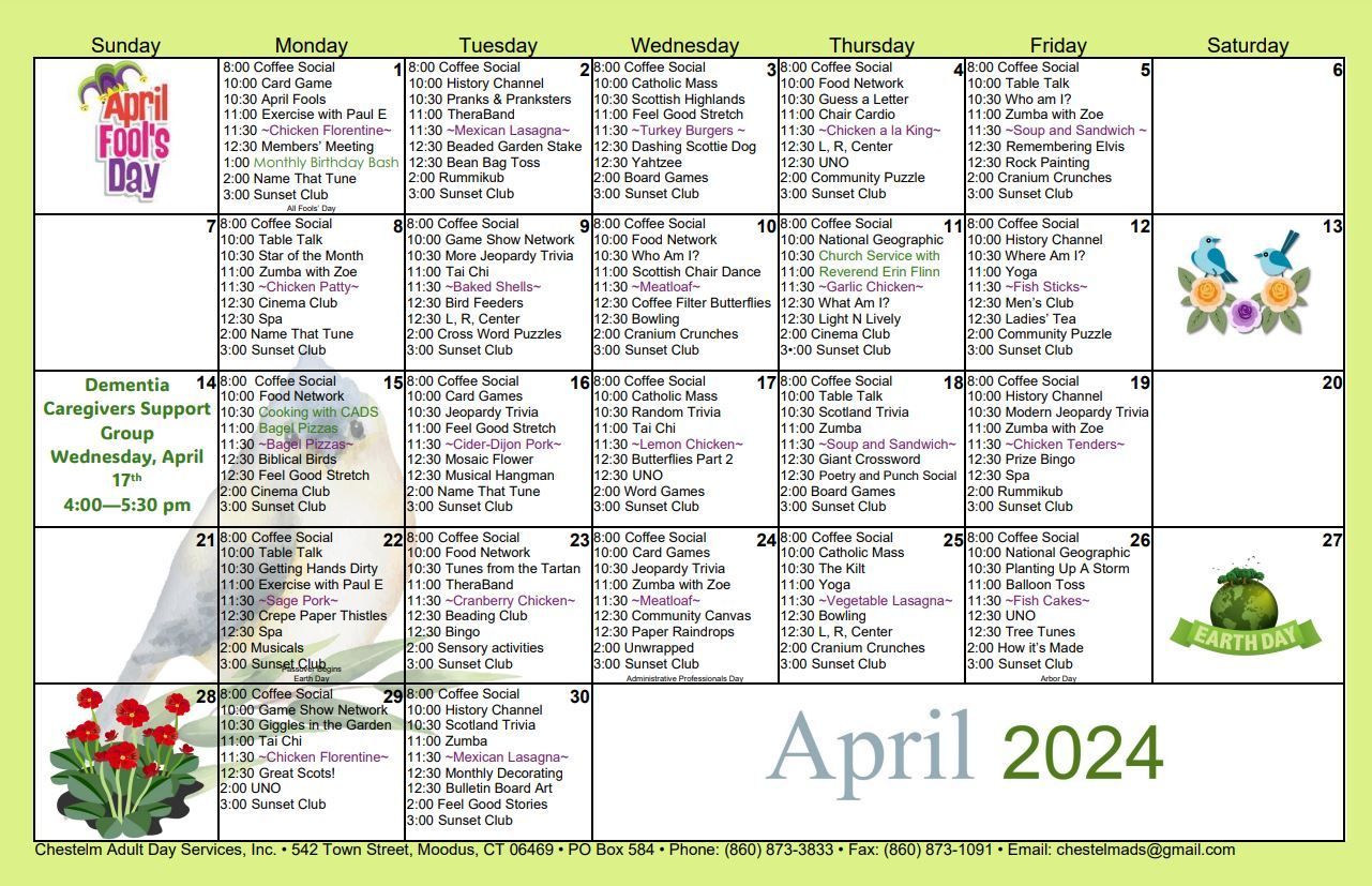 October 2023 calendar of activities