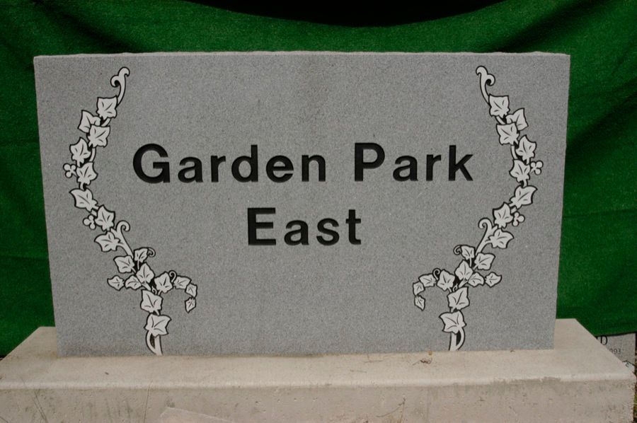 Gray granite headstone with 