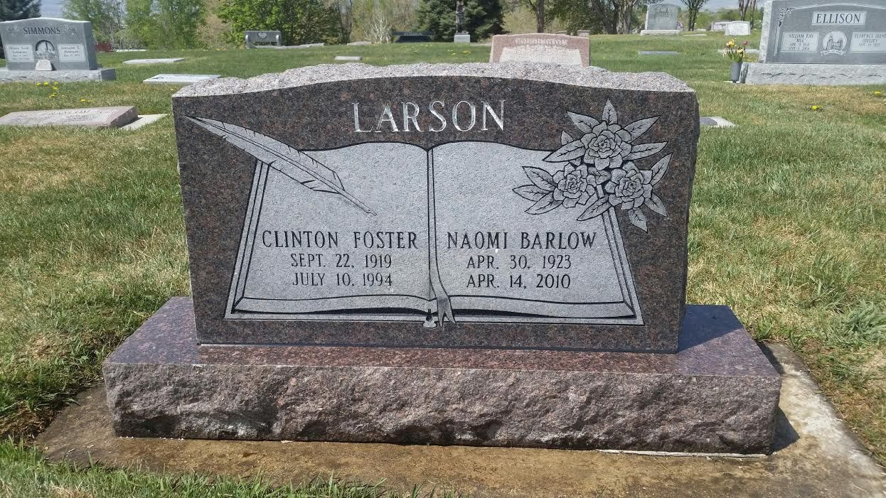 Headstone with LARSON on top - after