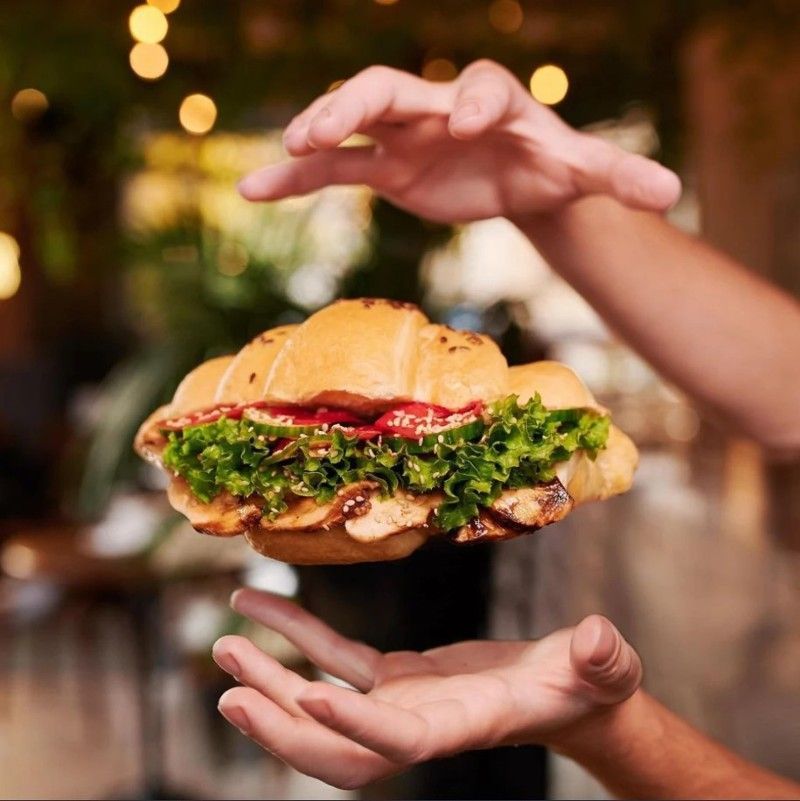A person is holding a sandwich in their hands.