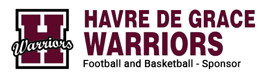 Logo for Havre de Grace Warriors, maroon and white, block