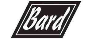 The logo for Bard, a company name in a white, cursive font set within a black, slanted rectangular shape.