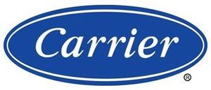 Carrier logo in white lettering inside a blue oval.
