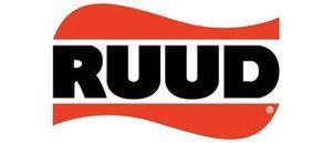 Ruud logo with black letters on orange background.