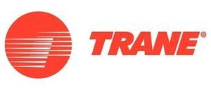 Trane logo: Orange circle with horizontal lines and the word 