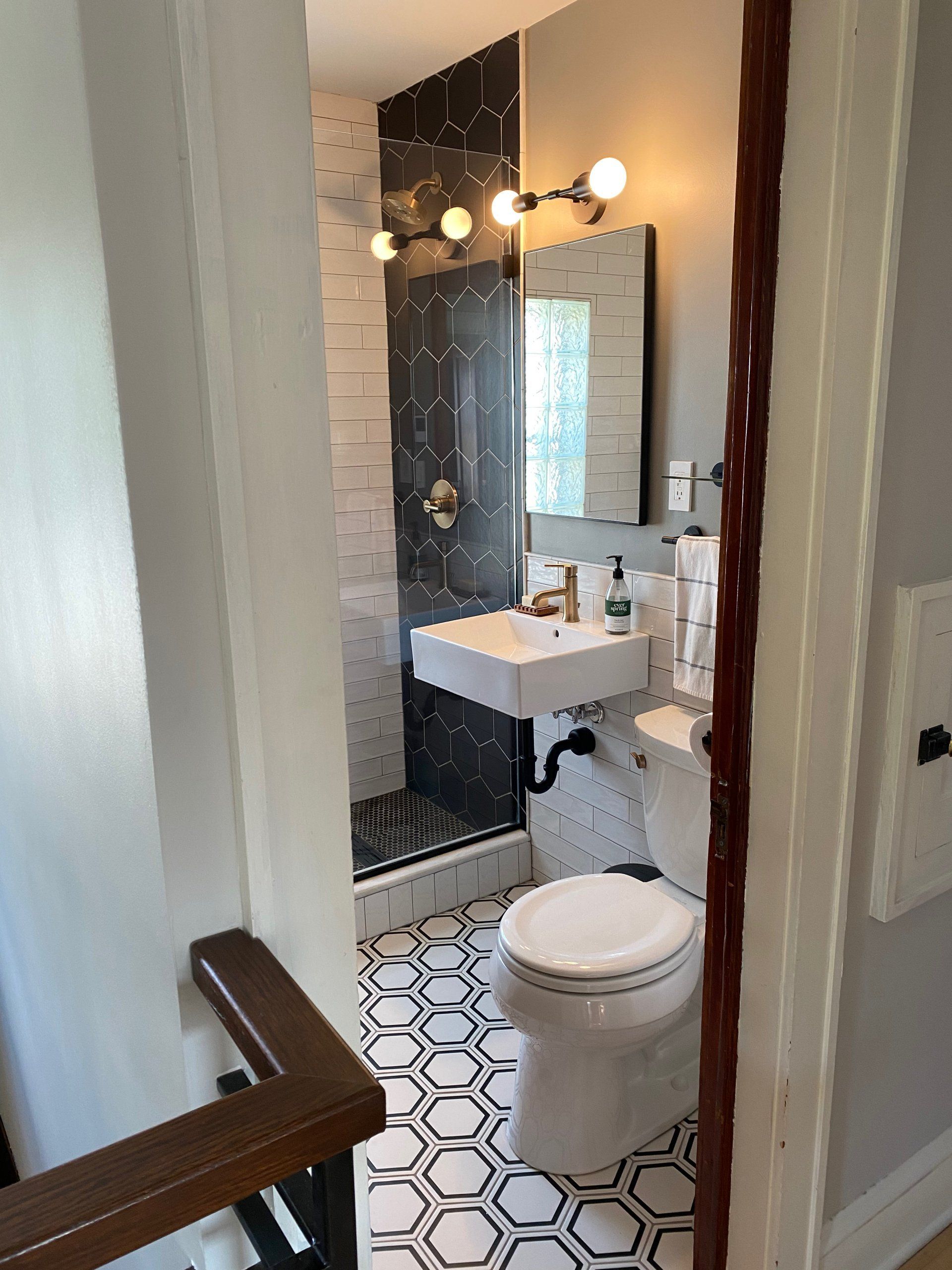 remodeled bathroom with mood light