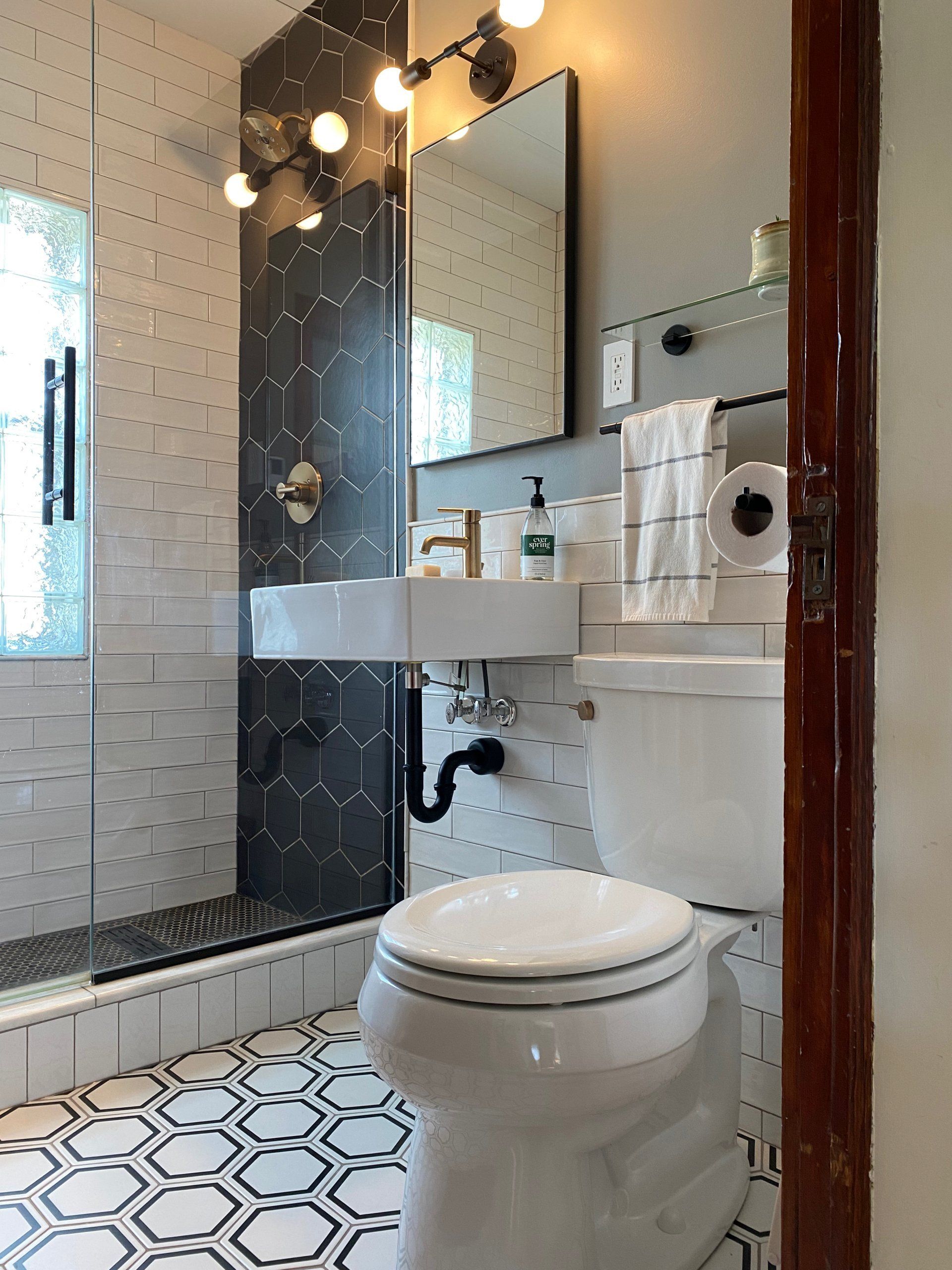 remodeled white bathroom