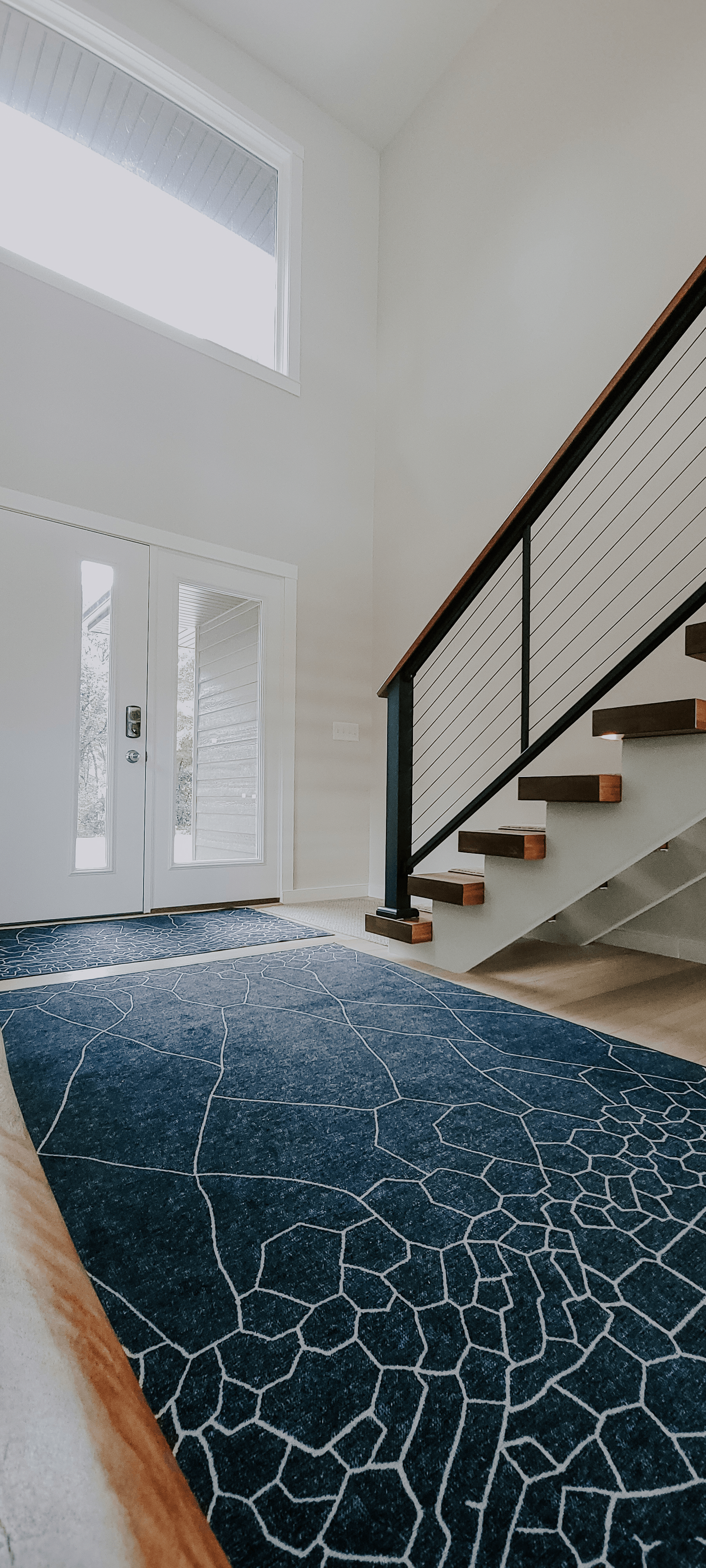 blue patterned carpet