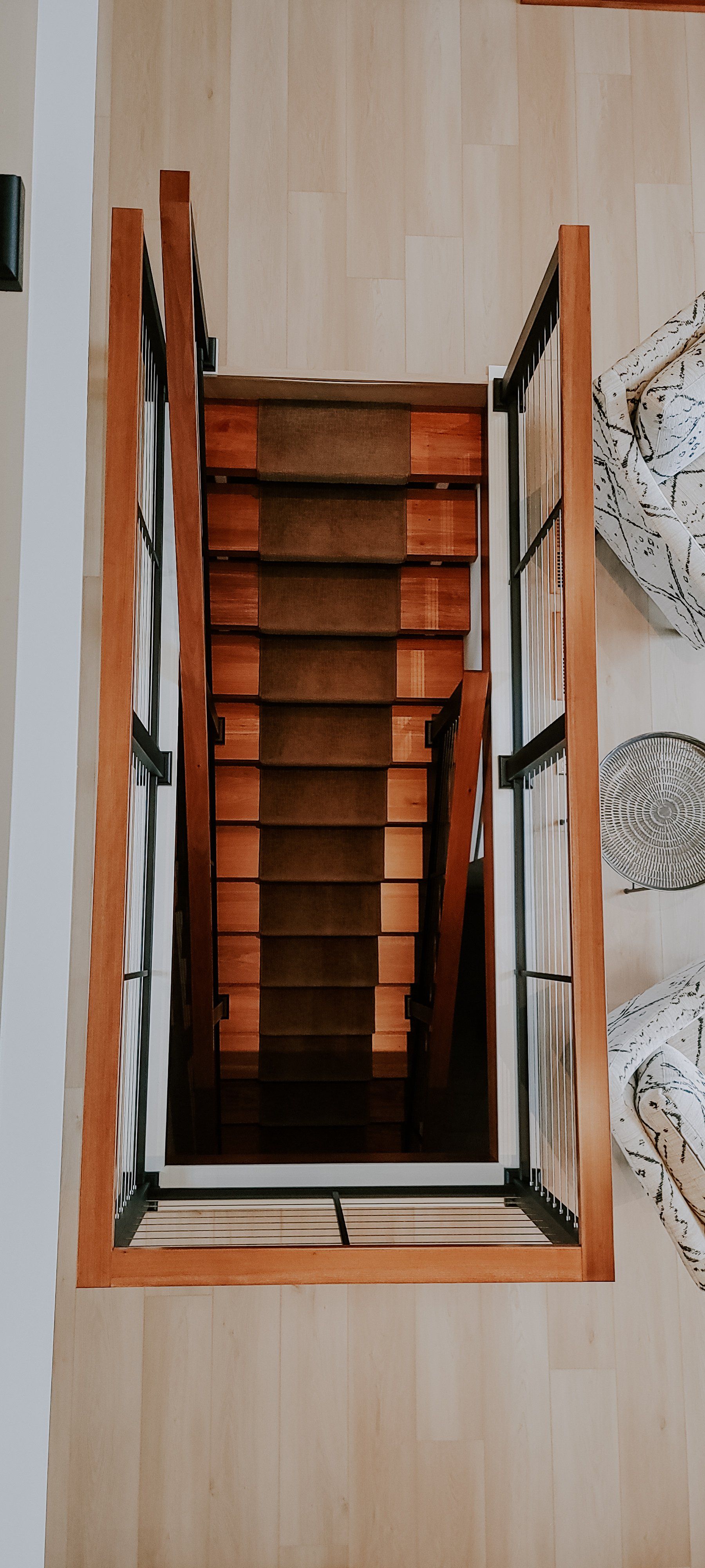 top shot of wooden stairs