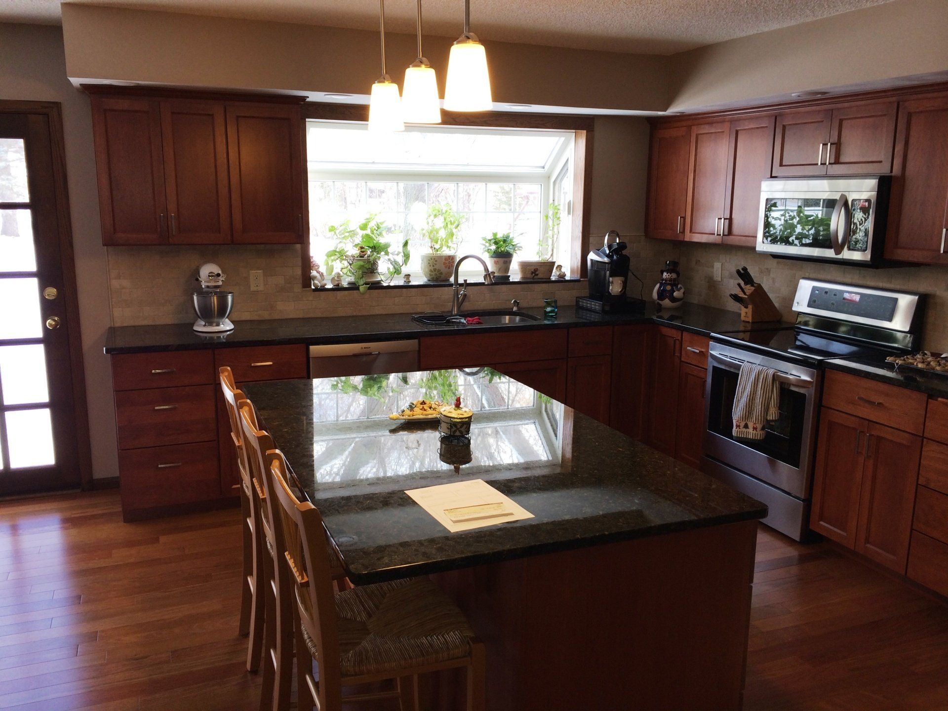 kitchen brown cabinets