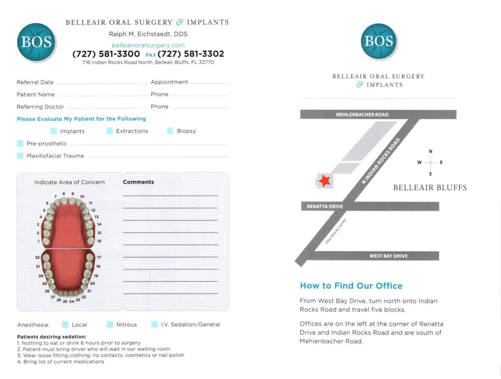 The front and back of a dental brochure