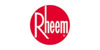 Rheem logo: white text on a red circle.
