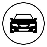 Black car icon inside a circle, indicating no cars allowed