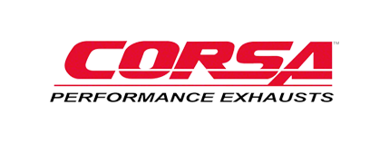 Corsa Performance Exhausts logo, red text on white background.