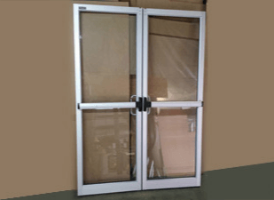 Glass door with aluminum frame