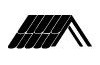 Black geometric logo with slanted bars forming a peaked roof shape